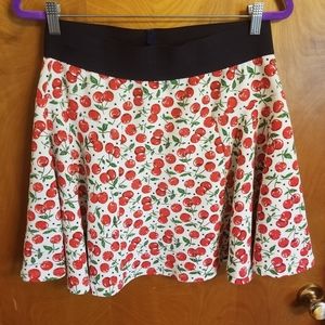Marilyn Monroe Cherry Print Skater Swing Mini Skirt - Red, White, and Black